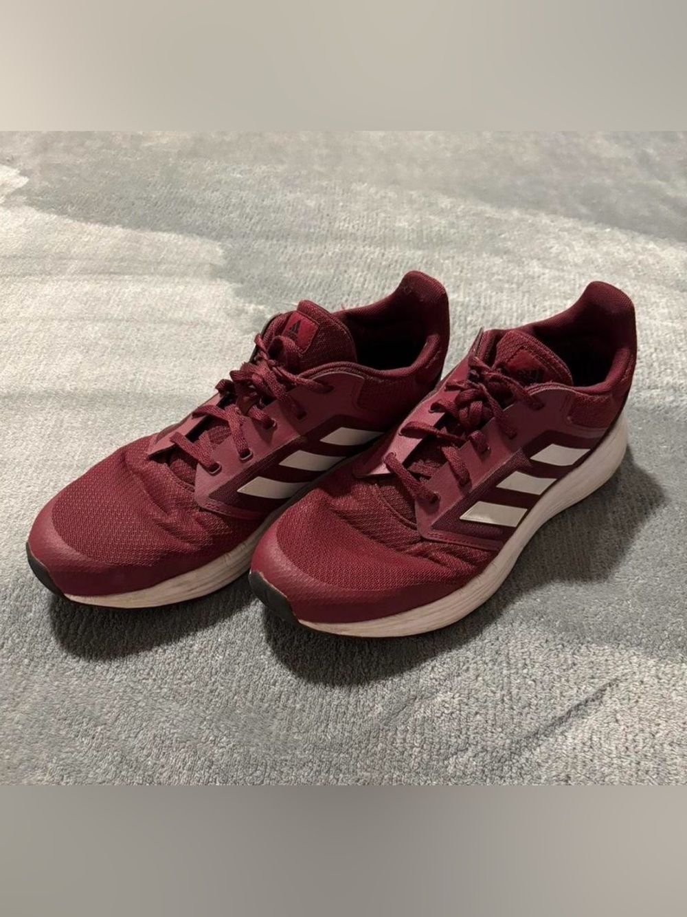 adidas Maroon Athletic Running Shoes with White Stripes